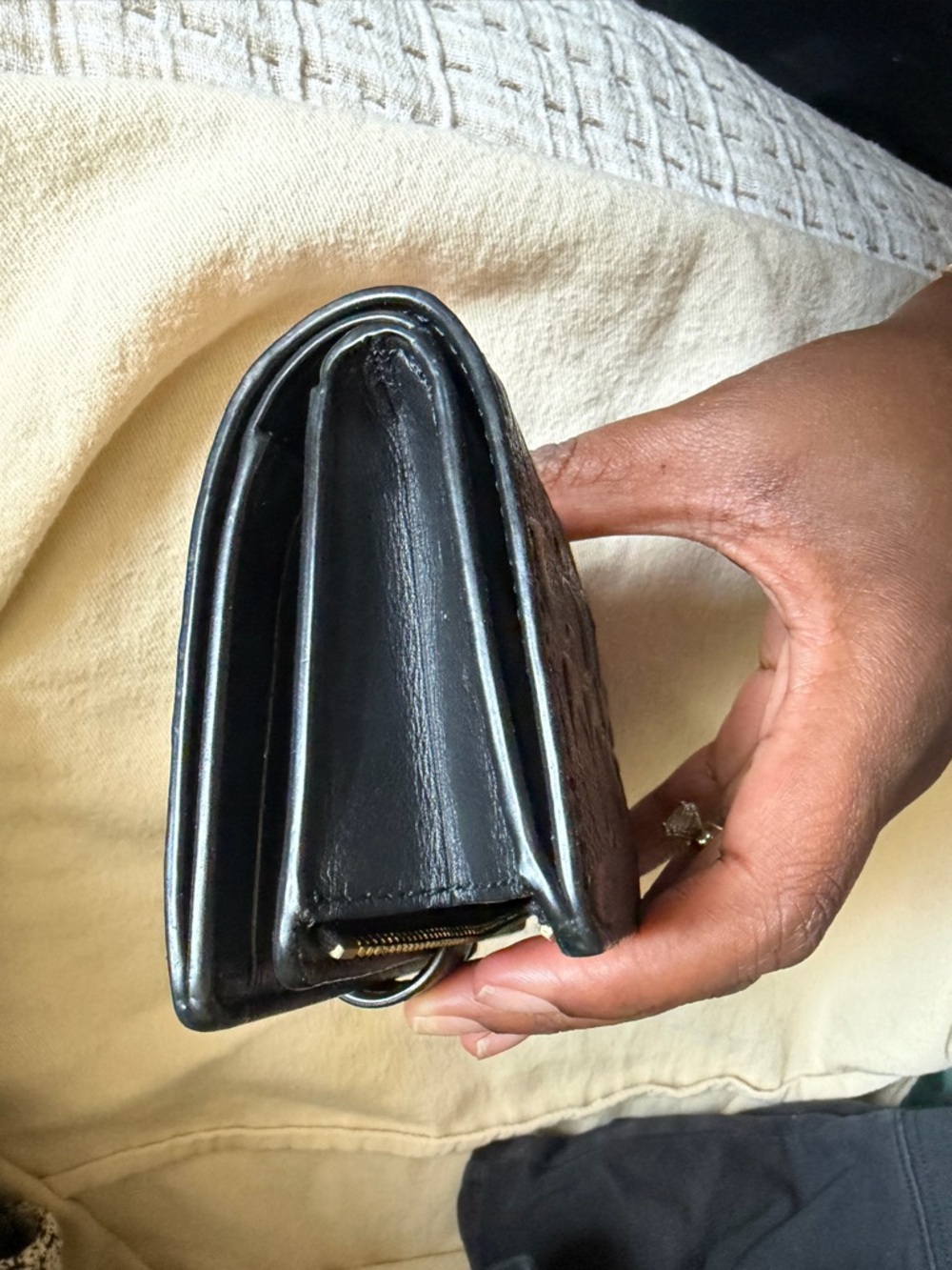 Coach Black Embossed Signature Leather Clutch Wallet with Gold Logo - Picture 4 of 6